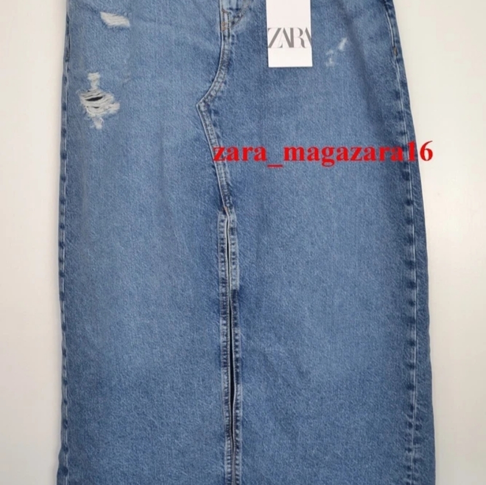 ZARA WOMAN NEW BLUE DENIM TRF MIDI SKIRT SIZE M REF. 6164/034 - Picture 8 of 10